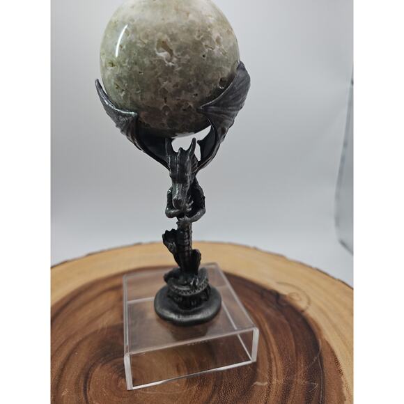 1lb 70mm Green Quartz W/Dragon Stand - Picture 12 of 15